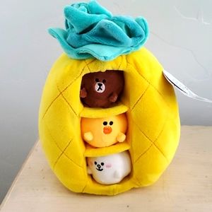 Line friends pineapple plush bear brown